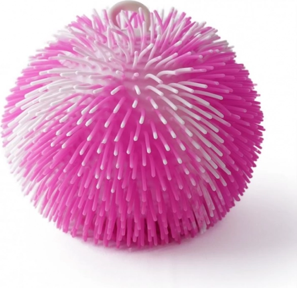 Shaggy light-up ball for kids – pink-white
