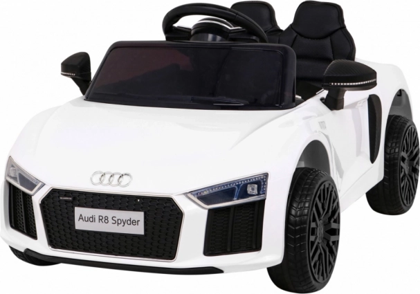 Elektrische kinderauto Audi R8 Spyder, wit, EVA-wielen, afstandsbediening, LED en MP3