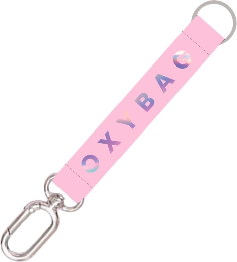 Short Keychain with Carabiner Holographic Pink