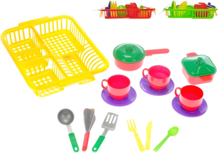 Set de vaisselle pour enfants avec égouttoir – 3 couleurs
