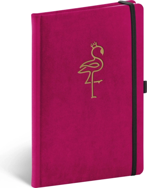 Carnet ligné en velours Notique avec flamant rose 13 × 21 cm