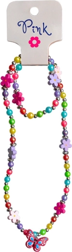 Children’s necklace with flowers and butterfly pendant