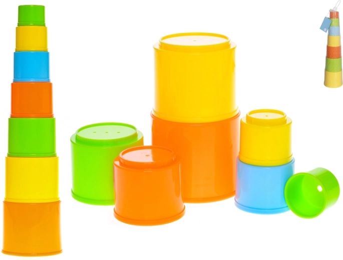 Gobelets colorés empilables – pyramide pour enfants