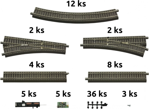 Roco geoLINE track set with roadbed and accessories for digital starter sets