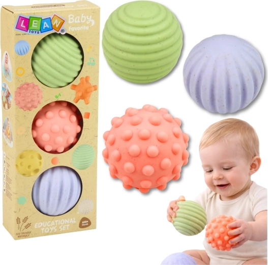 Sensorische pastelkleurige balletjes voor baby’s, 3 stuks, 6 cm