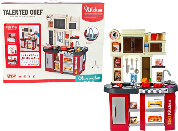 Kids’ play kitchen with sink and running water, lights and sounds