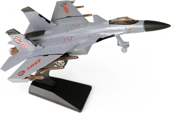 Fighter jet with light and sound, brown, 23 cm