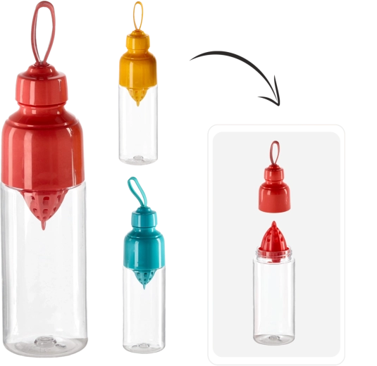 Bouteille en plastique 600 ml avec presse-agrumes intégré