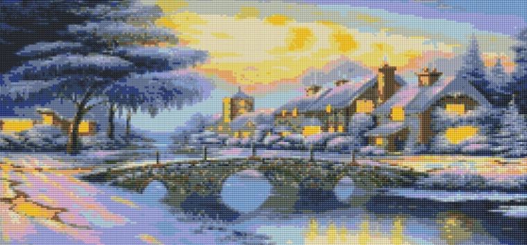 Diamond painting Besneeuwde brug 80 × 40 cm