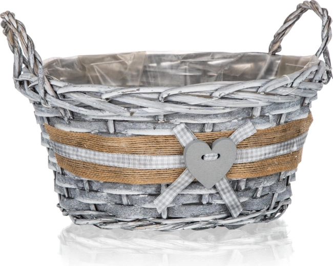 Wicker round basket with handles GRIS 25 × 12 cm, grey