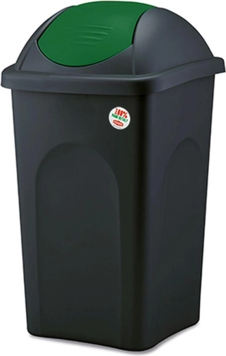 Flip-top trash bin MULTIPAT 60 L, black-green