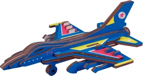Wooden 3D puzzle fighter plane