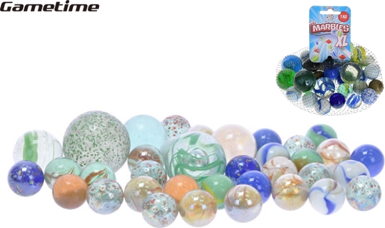 Gametime glass marbles 1000 g in net bag
