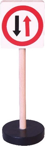 Houten verkeersbord – Voorrang van tegenliggers BABU