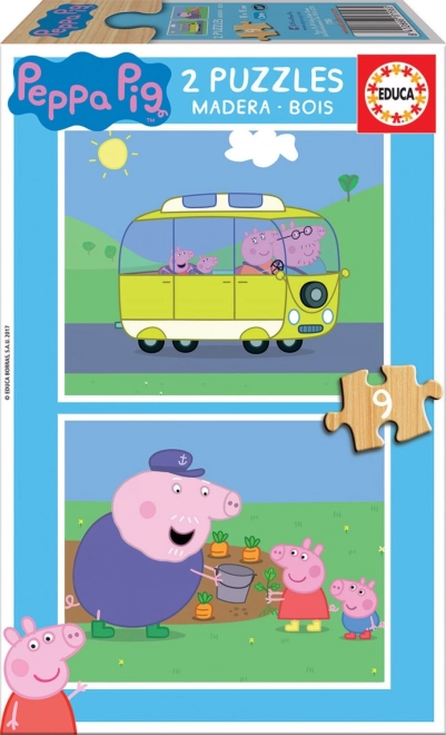 Educa puzzle en bois Peppa Pig 2x9 pièces
