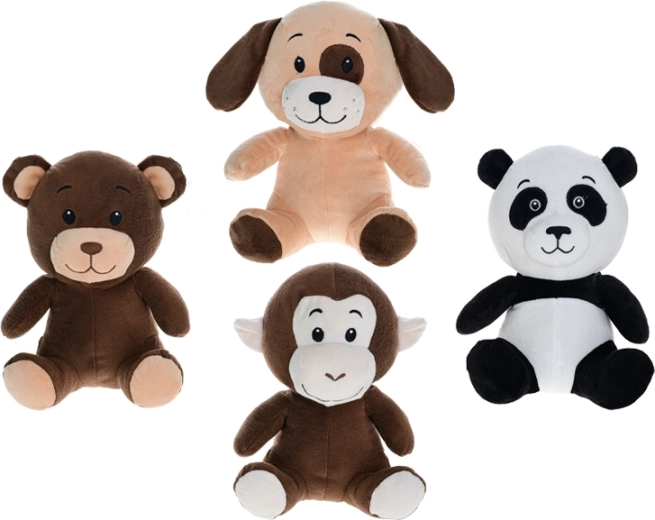 Pluchen dieren 25 cm – zittende beer, panda, hond en aap