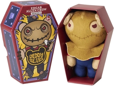 Deddy Bears plush Edgar Allen Crow in a coffin