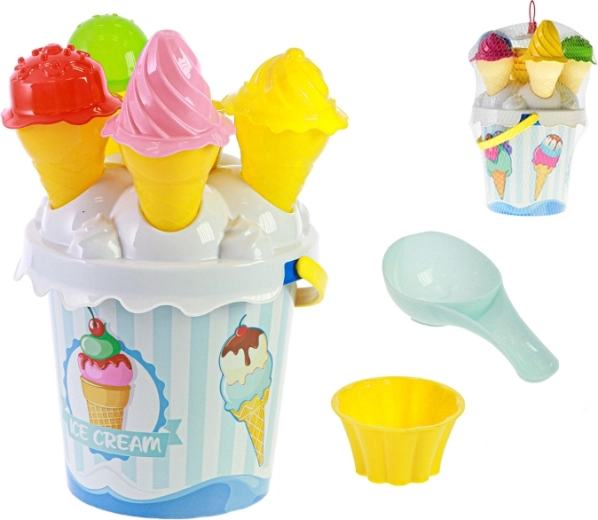 Sand set ice cream parlor, blue, 27 cm, 15 pieces