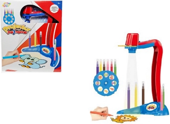 Children's drawing projector with motifs and battery-powered markers