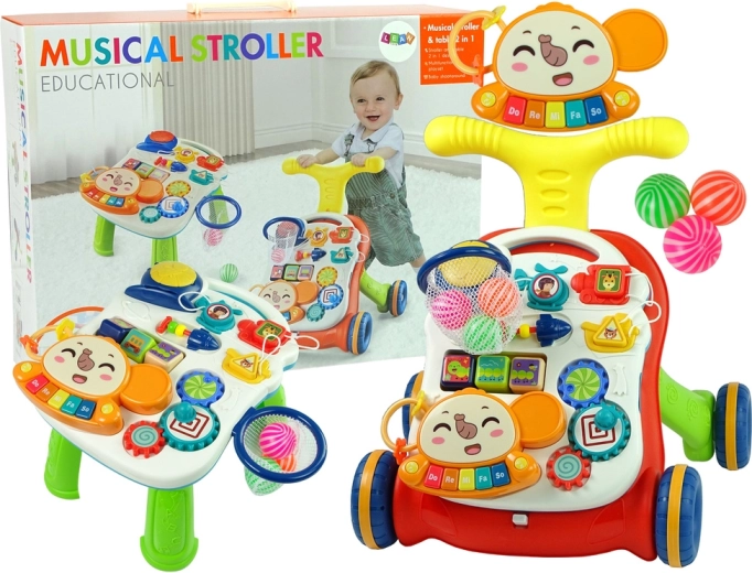 Interactive Walker and Educational Table 2-in-1 – Red