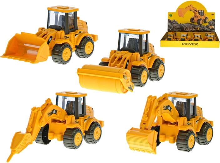 Camion de chantier 13 cm à inertie, 4 modèles, 8 pcs en boîte