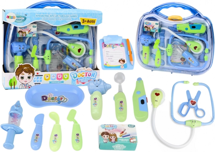 Ärztetasche für kleine Ärzte im Koffer Leuchtet Klingt blau