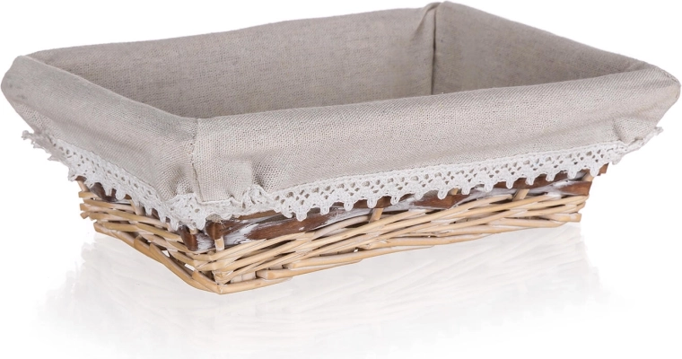 Panier rectangulaire en osier Duo 26 × 18 cm avec dentelle