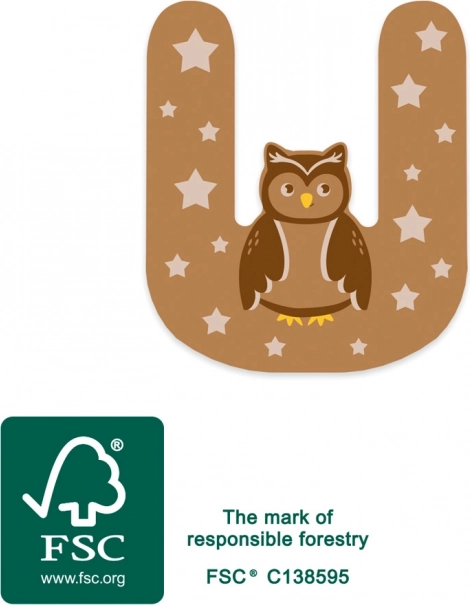 Houten letter U klein voet