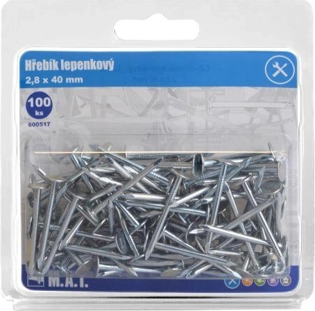 Clous pour carton bitumé 40 × 2,8 mm galvanisés (100 pcs)