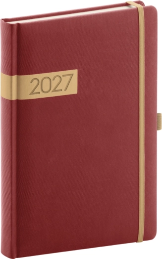 Notique Twill dagplanner 2027 bordeaux-goud 15 × 21 cm