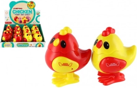 Wind-up jumping chick made of plastic 7 × 9 cm, 2 colors