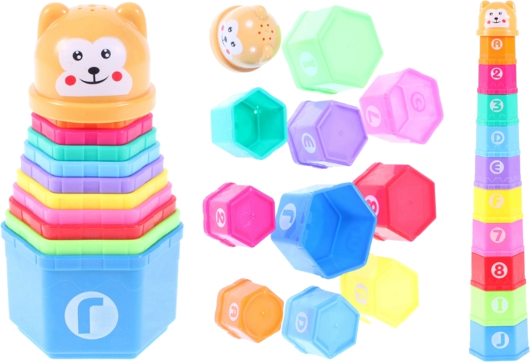 Stacking cups tower with bear, 10 pieces