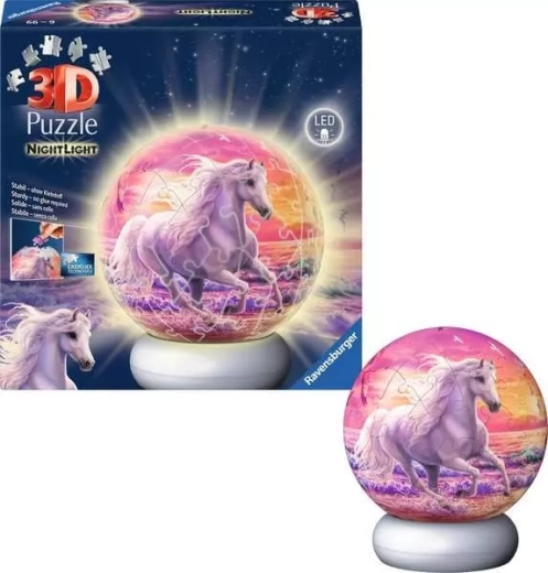 Ravensburger glowing 3D puzzle ball Horse – Night Edition, 72 pieces