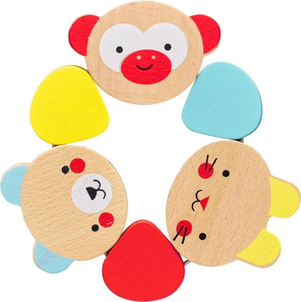 Holzbeißring mit Tieren für Kinder