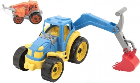 Orange tractor with shovel for kids