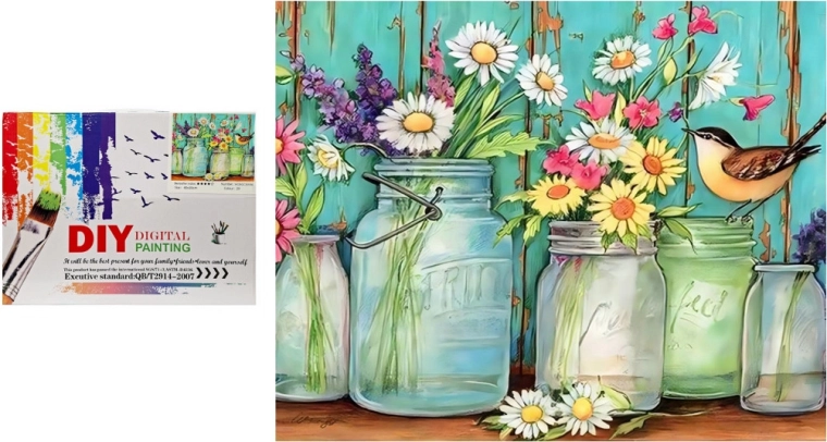 Paint by Numbers – Meadow Flowers in Small Vases