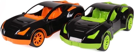 Sportieve plastic auto 38 cm met vrijloop, 2 kleuren