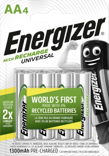 Energizer wiederaufladbare Batterien AA 1300 mAh, 4 Stk.