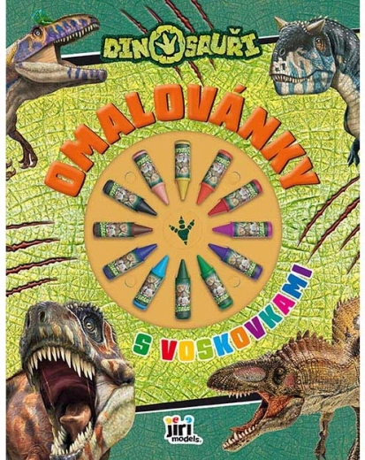 Kleurboek met waskrijtjes dinosaurussen
