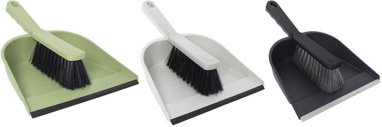 Balayette et pelle avec bord en caoutchouc – ensemble en plastique, assortiment de couleurs