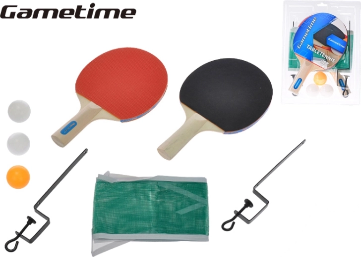 Gametime set de tennis de table avec filet, 2 raquettes et 3 balles