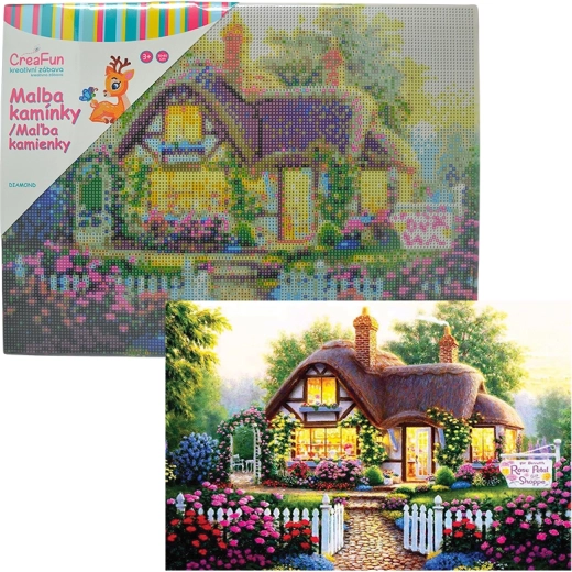 Diamantschilderen bloemenhuisje 30 × 40 cm