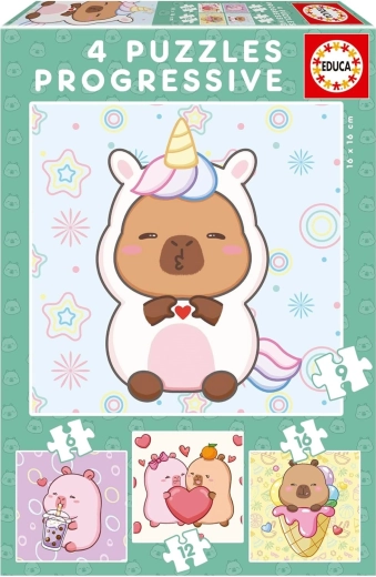 Puzzle EDUCA CapyFun 4-en-1 (6, 9, 12, 16 pièces)