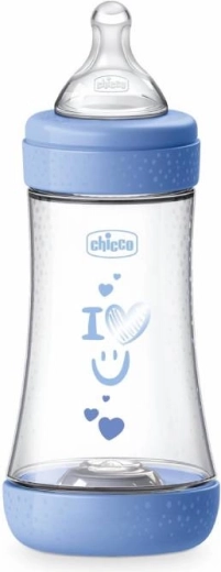 Biberon CHICCO Perfect5, tétine en silicone, 240 ml, bleu