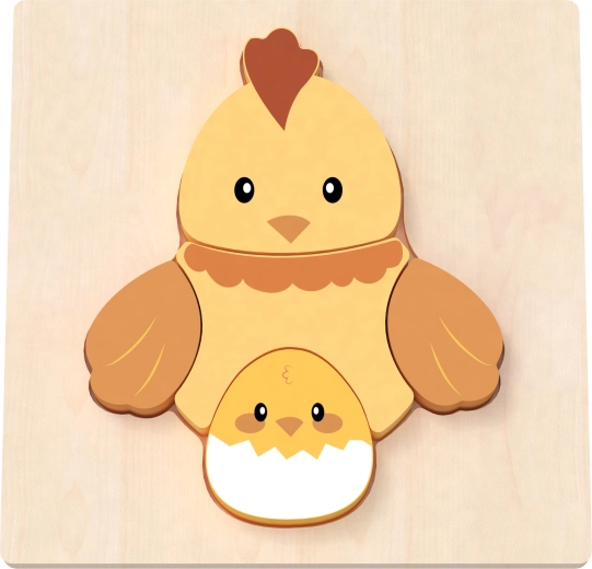 Puzzle en bois faits main poule et poussin BABU
