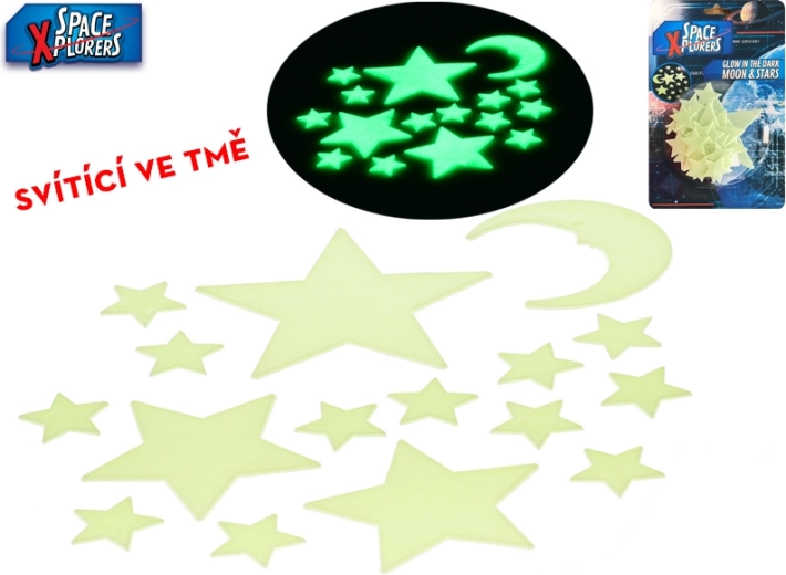 Étoiles lumineuses pour mur et plafond Space Xplorers, 15 pcs (4–12 cm)