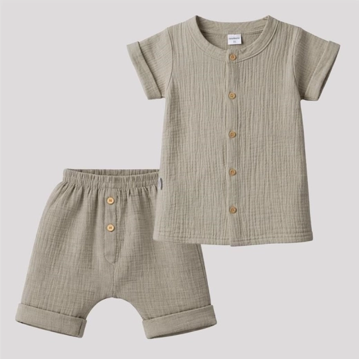 Baby muslin set shirt and shorts New Baby, beige