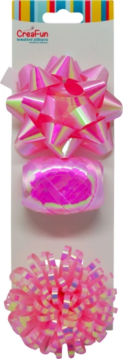 Coffret cadeau rose à effet irisé – ruban 10 m et 2 nœuds