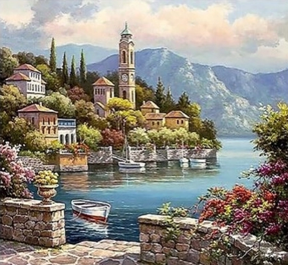 Diamond painting Italiaans kustlandschap 30 × 40 cm