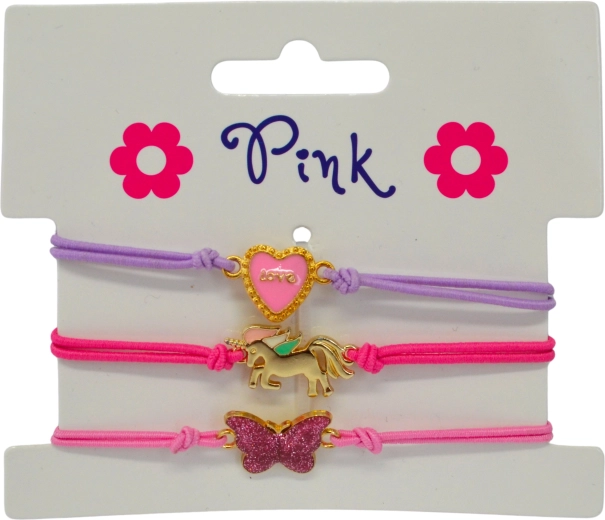 Set van 3 kinderarmbanden – eenhoorn, kat en hart